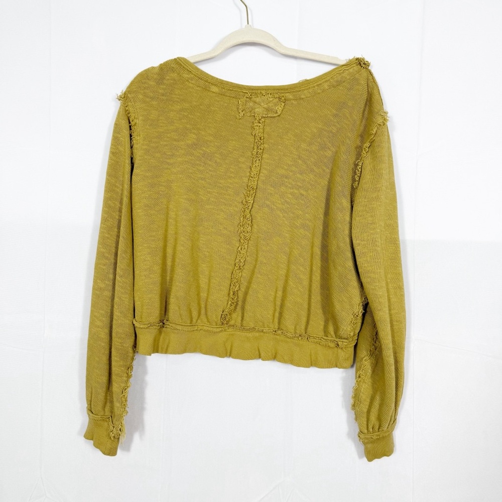 Free People X We The Free Golden Road Cardigan Curly Willow Mustard Olive Crop - Picture 4 of 15